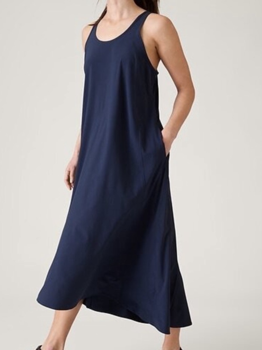 Athleta Presidio Maxi Midi Dress Navy Blue Lightweight Material Pockets Small - Picture 8 of 8